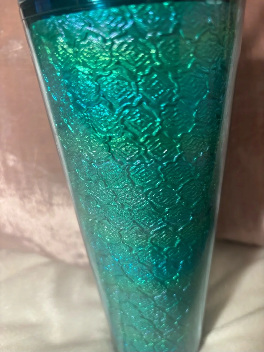 NWT Starbucks Green Mermaid Tail metallic foil Tumbler 2025 Summer straw topper